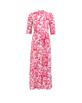 Chemisier-Kleid in Midilänge aus High-Performance Skinlike-Stoff mit exklusivem floralen Muster in Fuchsia-Tönen - Fuchsia | Giemme BrandsCorporate