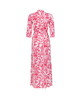 Chemisier-Kleid in Midilänge aus High-Performance Skinlike-Stoff mit exklusivem floralen Muster in Fuchsia-Tönen - Fuchsia | Giemme BrandsCorporate