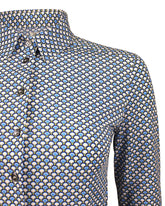 Camicia regular fit in tessuto high performance Skinlike con esclusiva fantasia geometrica sui toni dell'azzurro - Azzurro | Giemme BrandsCorporate