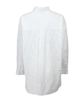 Overfit shirt with polo neckline in white pure San Gallo cotton - White | Giemme BrandsCorporate