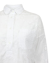 Overfit shirt with polo neckline in white pure San Gallo cotton - White | Giemme BrandsCorporate
