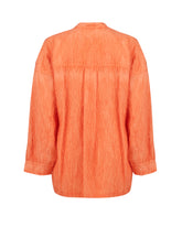 Oversized Hemd mit Stehkragen aus reiner orangefarbener Viskose, verziert mit Applikationen - Orangefarben | Giemme BrandsCorporate