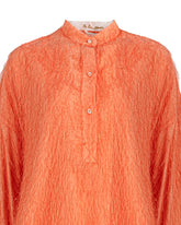 Oversized Hemd mit Stehkragen aus reiner orangefarbener Viskose, verziert mit Applikationen - Orangefarben | Giemme BrandsCorporate