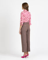 Slim-Fit Hemd mit offenem Kragen aus elastischem Baumwollstoff mit exklusivem Druck in Rosatönen für Caliban - Rosa | Giemme BrandsCorporate