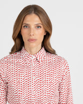 Slim fit shirt in stretch cotton featuring an exclusive white and red print - Red | Giemme BrandsCorporate