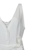 Abito chemisier regular fit con scollo a V in puro lino bianco - Bianco | Giemme BrandsCorporate