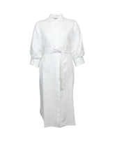 Abito regular fit con manica a palloncino in puro lino bianco - Abiti | Giemme BrandsCorporate