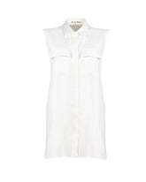 Camicia smanicata regular fit con doppia tasca in puro lino bianco - Bianco | Giemme BrandsCorporate