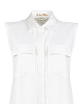 Camicia smanicata regular fit con doppia tasca in puro lino bianco - Bianco | Giemme BrandsCorporate