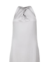 Abito lungo regular fit con scollo incrociato in pura viscosa grigio perla - Grigio | Giemme BrandsCorporate