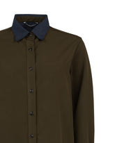 Regular fit shirt in green stretch viscose - Green | Giemme BrandsCorporate