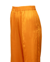 Regular-Fit Palazzo-Hose aus elastischem Seidenstoff in exklusiver oranger Farbe - Orangefarben | Giemme BrandsCorporate