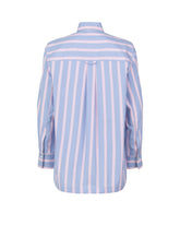 Over fit shirt in pure light blue cotton with pink stripes - Light blue | Giemme BrandsCorporate