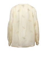 Camicia over fit con collo coreana in lyocell beige con applicazioni floreali - Beige | Giemme BrandsCorporate