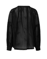 Camicia over fit con collo coreana in lyocell nero con applicazioni floreali - Nero | Giemme BrandsCorporate