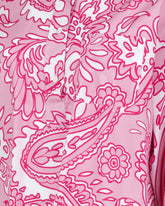 Over-Fit-Hemd mit Polokragen und aufgesetzter Tasche, gefertigt aus rosa elastischer Baumwolle mit exklusivem Blumenmuster in Weiß- und Fuchsiatönen - Rosa | Giemme BrandsCorporate