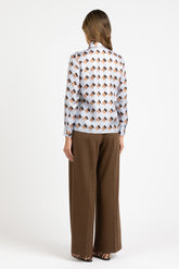 Camicia sartoriale in twill di pura seta con esclusiva stampa sui toni del marrone - Marrone | Giemme BrandsCorporate