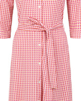 Chemisier-Kleid in Midilänge aus High-Performance Skinlike-Stoff mit exklusivem geometrischen Muster in Rosa und Orange - Rosa | Giemme BrandsCorporate