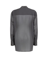 Boxy fit tailored shirt with contrast details in stretch grey silk - Grey | Giemme BrandsCorporate