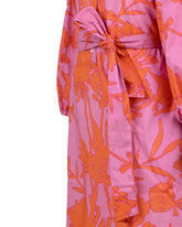 Kleid mit Taillengürtel, hergestellt aus reinem Baumwollstoff mit exklusivem Druck in Orange- und Rosatönen - Orangefarben | Giemme BrandsCorporate