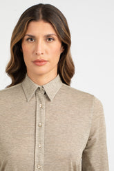 Camicia in maglia di jersey grigio con inserti in lurex oro - Grigio | Giemme BrandsCorporate