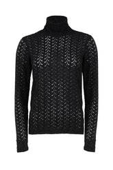 Turtleneck in black jersey lace - Black | Giemme BrandsCorporate