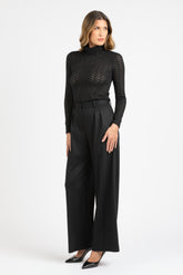 Turtleneck in black jersey lace - Black | Giemme BrandsCorporate