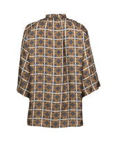 Boxy-Fit-Hemd mit Stehkragen aus reiner Seide mit exklusivem geometrischem Muster in Grautönen - Grau | Giemme BrandsCorporate