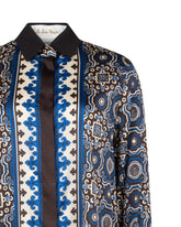 Boxy-Fit-Hemd aus reiner Seide mit Kragen und Manschetten aus Strick in exklusivem braunen geometrischen Print - Braun | Giemme BrandsCorporate