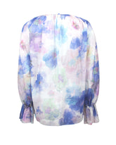 Blusa over fit con manica raglan in mussola di puro cotone con esclusiva fantasia sui toni del rosa e dell'azzurro - Blu | Giemme BrandsCorporate