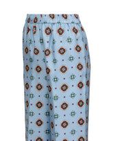 Regular fit trousers in pure silk twill with an exclusive blue print - Light blue | Giemme BrandsCorporate