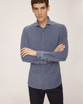 Camicia regular fit con collo francese in tessuto high performance Skinlike giro inglese blu - Blu | Giemme BrandsCorporate
