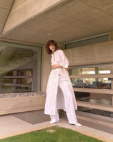 Pantaloni a palazzo regular fit in puro lino bianco - Bianco | Giemme BrandsCorporate