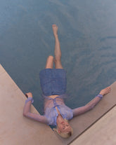 Camicia boxy fit a manica lunga in cotone e seta azzurra - Azzurro | Giemme BrandsCorporate