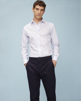 Camicia Wash and Wear slim fit con collo francese in puro cotone bianco a righe azzurre - Azzurro | Giemme BrandsCorporate