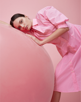 Dress with a waist sash, made from a stretch cotton yarn exclusively created for Caliban, in a solid pink color - Pink | Giemme BrandsCorporate