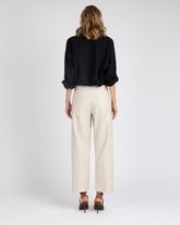 Overfit cargo trousers in beige viscose, linen and stretch cotton - Beige | Giemme BrandsCorporate