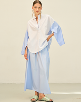 Gonna midi regular fit in popeline di puro cotone azzurro - Azzurro | Giemme BrandsCorporate