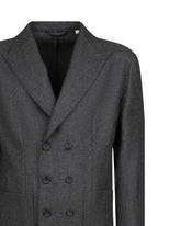 Doppelreihige Over-Fit-Jacke mit Reverskragen aus Wolle und Kaschmir in Grau - Grau | Giemme BrandsCorporate