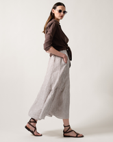 Camicia boxy fit con nodo sul davanti in mussola di puro cotone tinto in capo marrone - Marrone | Giemme BrandsCorporate