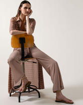 Longuette shirt dress in high-performance Skinlike fabric with an exclusive brown geometric print - Hazelnut | Giemme BrandsCorporate