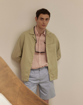Camicia regular fit con collo francese in puro lino tinto capo rosa - Rosa | Giemme BrandsCorporate