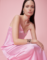 Regular-Fit Kleid aus rosa elastischer Seide - Rosa | Giemme BrandsCorporate