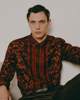 Brown exclusive pattern cotton poplin shirt with italian collar - Brown | Giemme BrandsCorporate