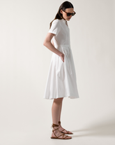 Midi-Chemisier-Regular-Fit-Kleid aus elastischer Baumwolle in Weiß - Weiß | Giemme BrandsCorporate