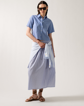 Gonna midi regular fit in puro cotone bianco a righe bluette - Azzurro | Giemme BrandsCorporate