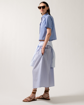 Gonna midi regular fit in puro cotone bianco a righe bluette - Azzurro | Giemme BrandsCorporate