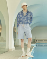 Overshirt aus blauem Baumwoll-Denim mit Stickerei - Dunklem denim | Giemme BrandsCorporate