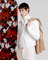 Beige check cotton and cashmere shirt with french collar - Beige | Giemme BrandsCorporate