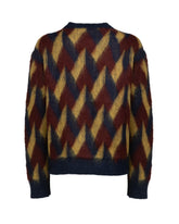 Rundhalspullover aus Mohair-Wollmischung mit ockerfarbenem geometrischem Muster - Ocker | Giemme BrandsCorporate